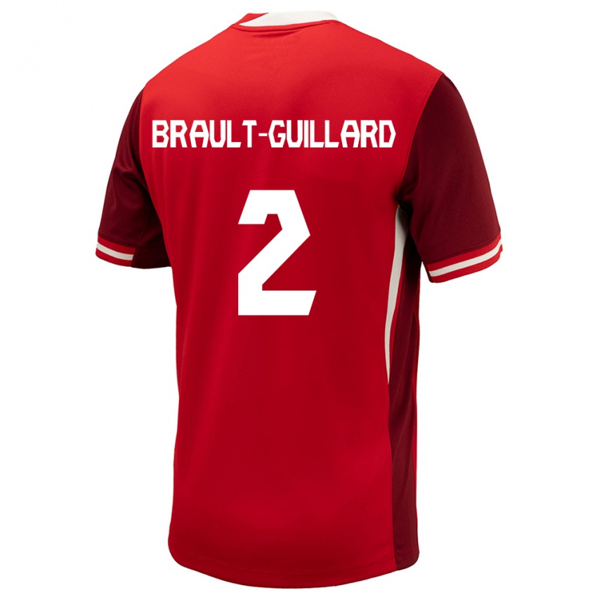 Gyermek Kanada Zachary Brault-Guillard #2 Piros Hazai Jersey 24-26 Mez Póló Ing