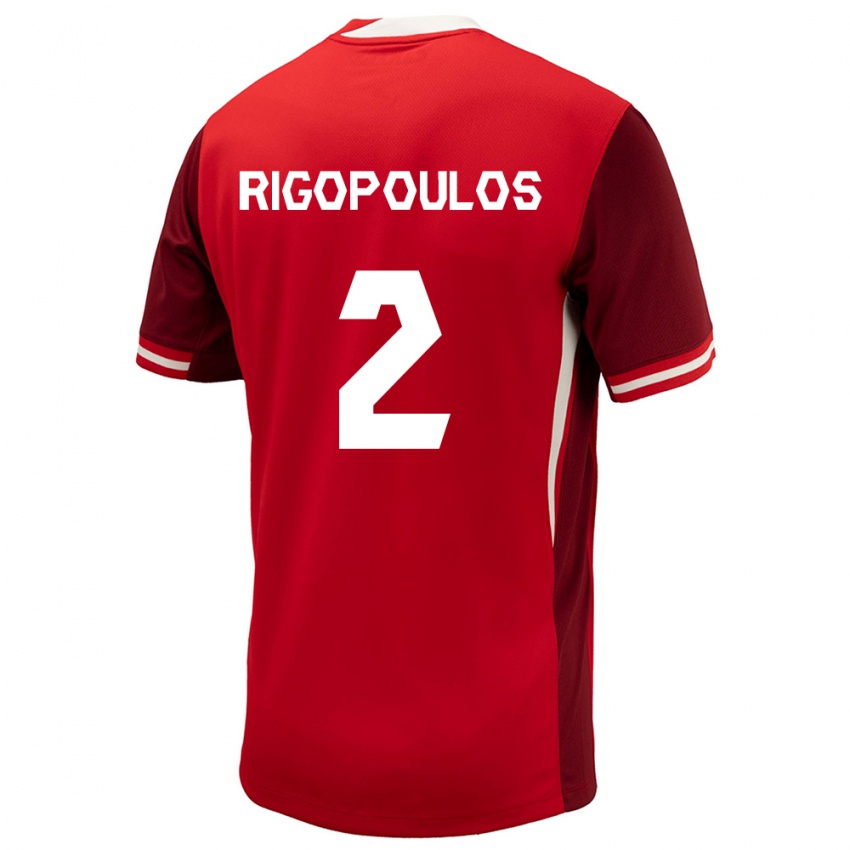 Gyermek Kanada Theo Rigopoulos #2 Piros Hazai Jersey 24-26 Mez Póló Ing