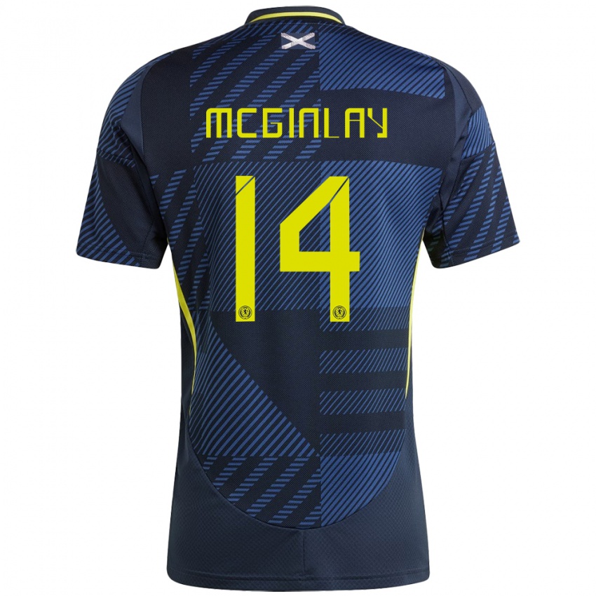 Gyermek Skócia Aiden Mcginlay #14 Sötétkék Hazai Jersey 24-26 Mez Póló Ing