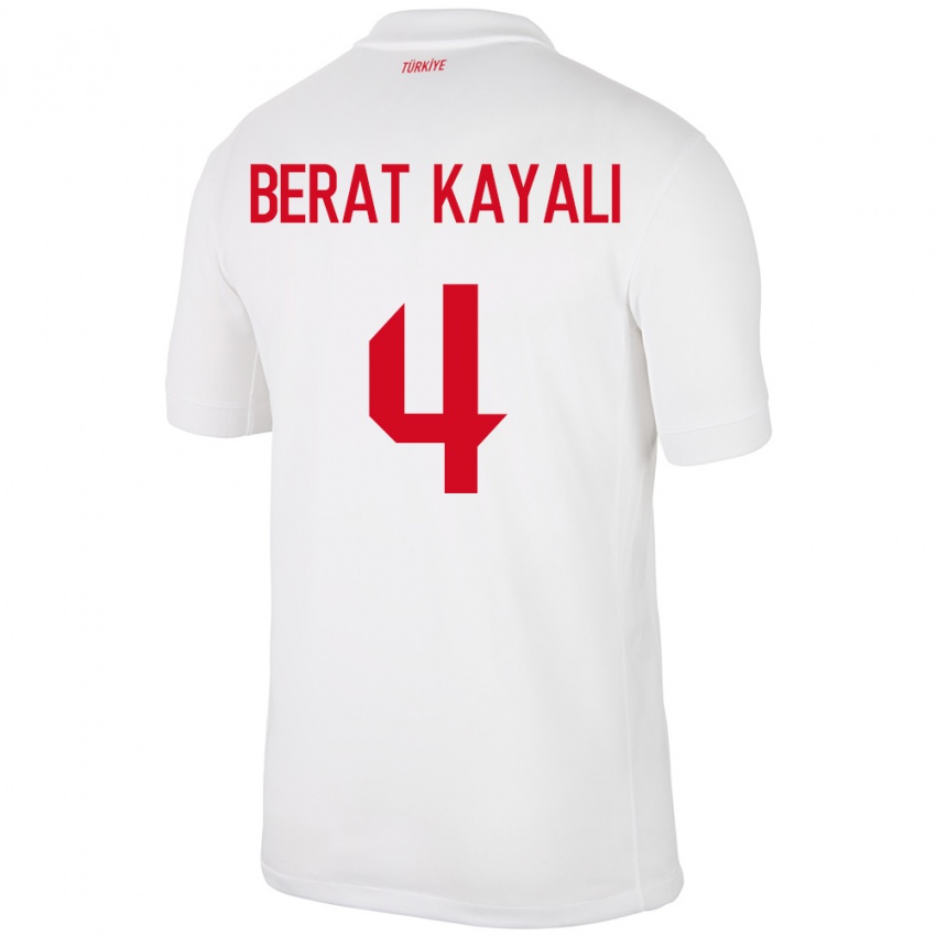 Gyermek Törökország Hasan Berat Kayalı #4 Fehér Hazai Jersey 24-26 Mez Póló Ing