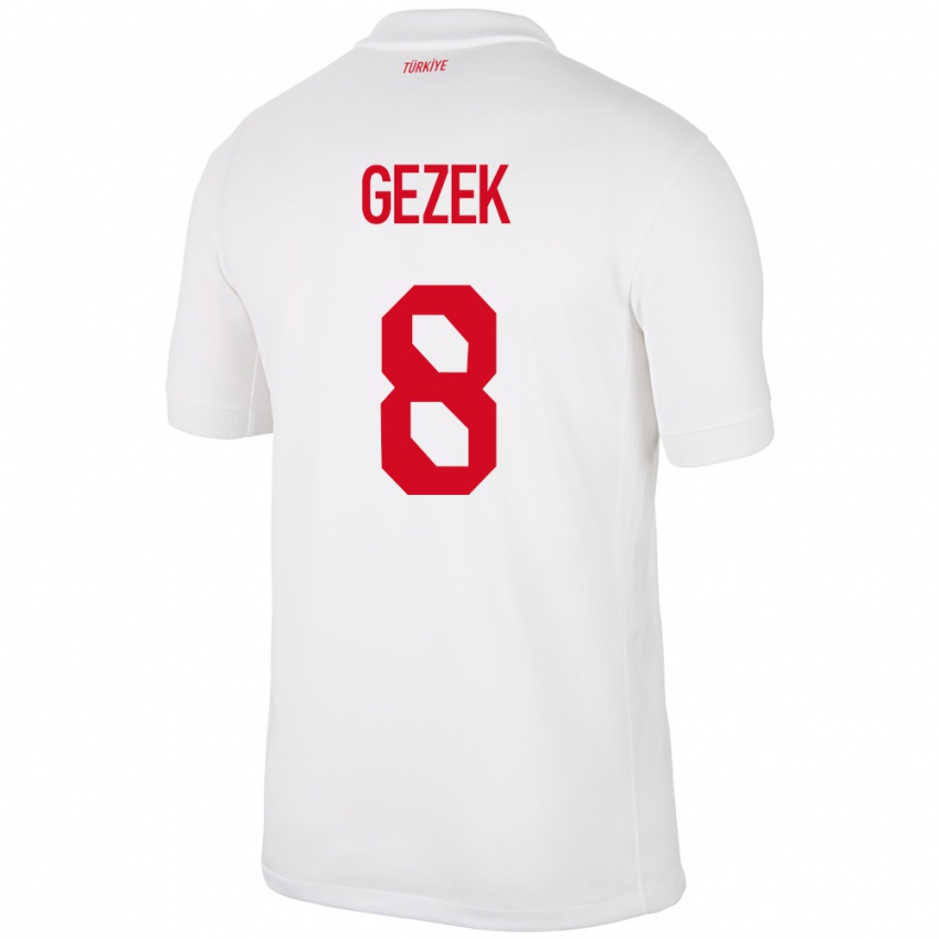 Gyermek Törökország Baran Gezek #8 Fehér Hazai Jersey 24-26 Mez Póló Ing