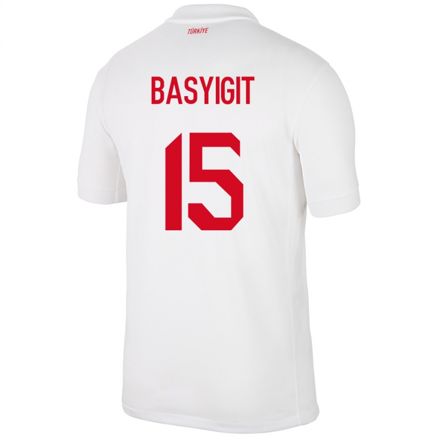 Gyermek Törökország Emirhan Başyiğit #15 Fehér Hazai Jersey 24-26 Mez Póló Ing