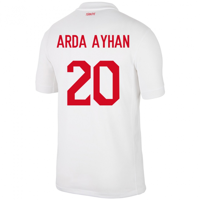 Gyermek Törökország Murat Arda Ayhan #20 Fehér Hazai Jersey 24-26 Mez Póló Ing