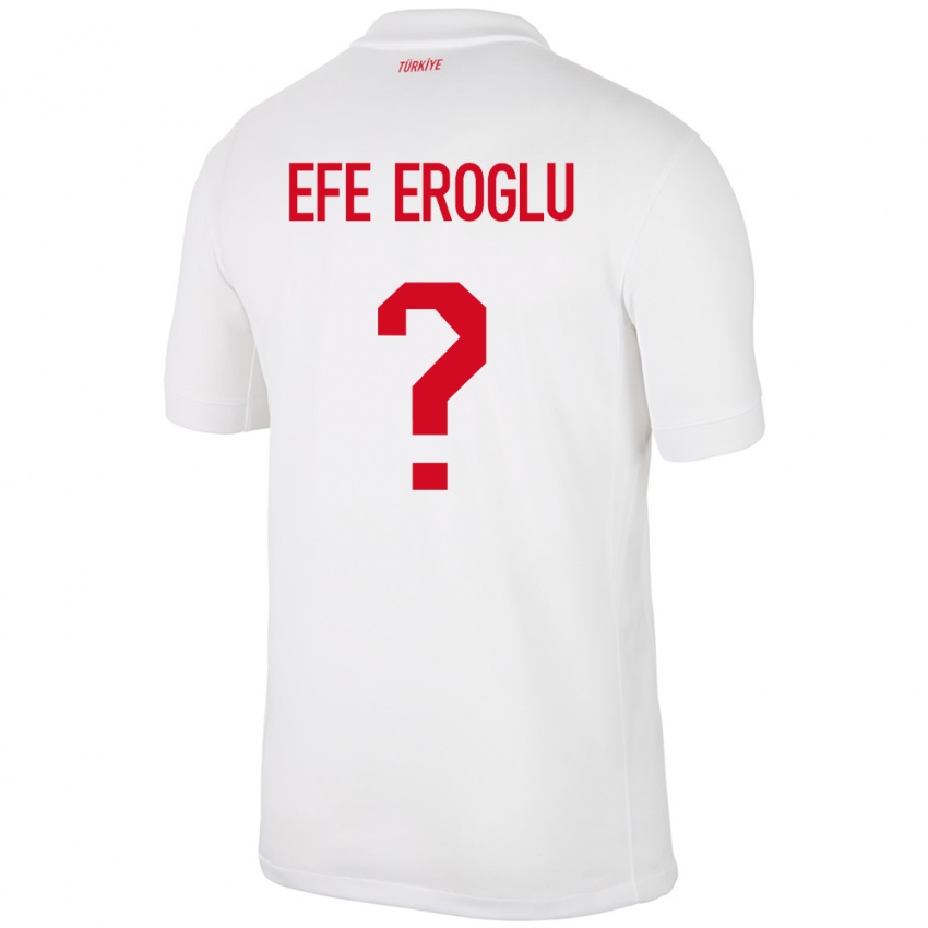 Gyermek Törökország Cem Efe Eroğlu #0 Fehér Hazai Jersey 24-26 Mez Póló Ing