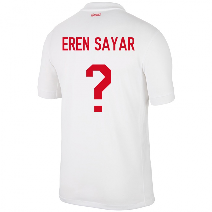 Gyermek Törökország Emin Eren Sayar #0 Fehér Hazai Jersey 24-26 Mez Póló Ing