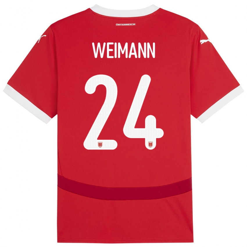 Gyermek Ausztria Andreas Weimann #24 Piros Hazai Jersey 24-26 Mez Póló Ing