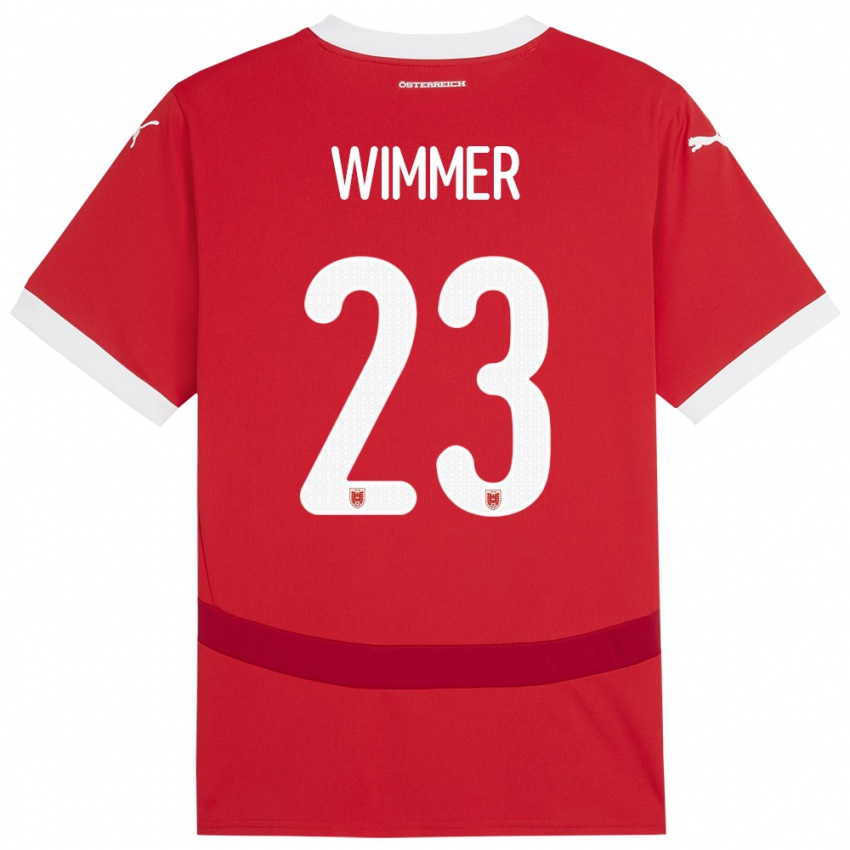 Gyermek Ausztria Patrick Wimmer #23 Piros Hazai Jersey 24-26 Mez Póló Ing