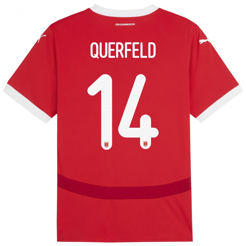 Gyermek Ausztria Leopold Querfeld #14 Piros Hazai Jersey 24-26 Mez Póló Ing