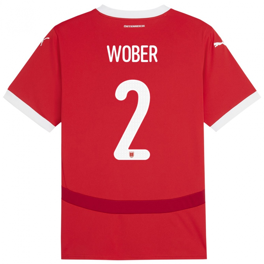 Gyermek Ausztria Maximilian Wöber #2 Piros Hazai Jersey 24-26 Mez Póló Ing