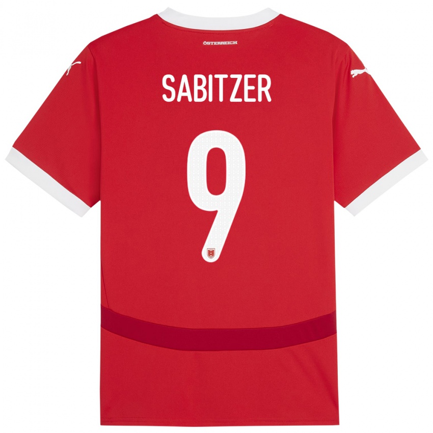 Gyermek Ausztria Marcel Sabitzer #9 Piros Hazai Jersey 24-26 Mez Póló Ing