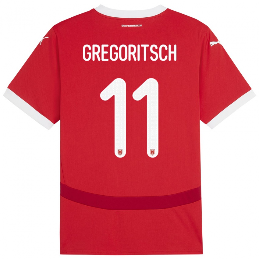 Gyermek Ausztria Michael Gregoritsch #11 Piros Hazai Jersey 24-26 Mez Póló Ing