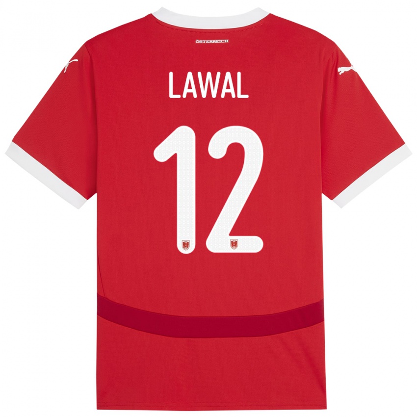 Gyermek Ausztria Tobias Lawal #12 Piros Hazai Jersey 24-26 Mez Póló Ing