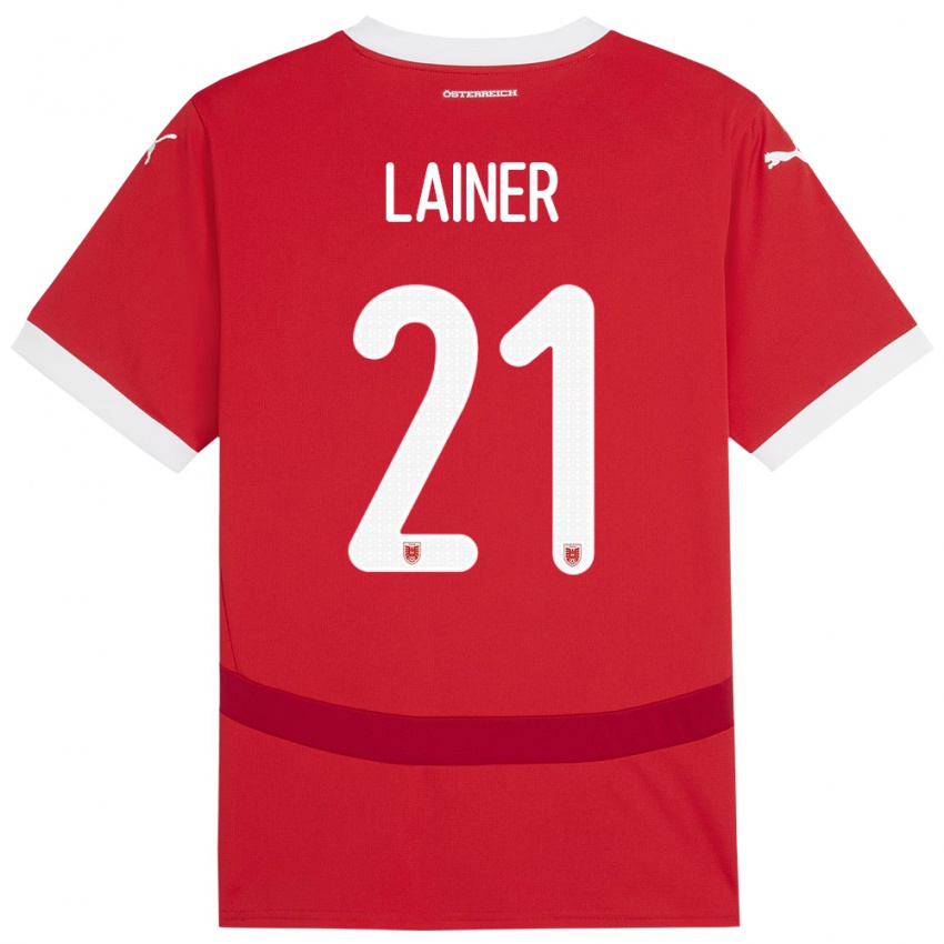 Gyermek Ausztria Stefan Lainer #21 Piros Hazai Jersey 24-26 Mez Póló Ing