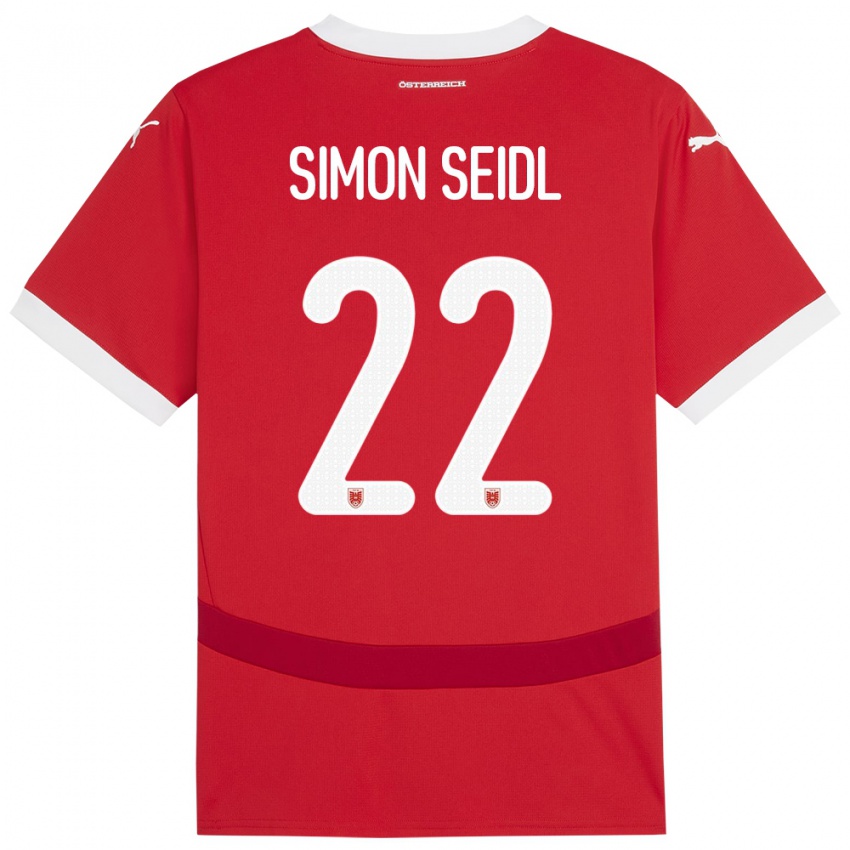 Gyermek Ausztria Simon Seidl #22 Piros Hazai Jersey 24-26 Mez Póló Ing