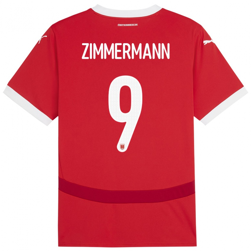 Gyermek Ausztria Bernhard Zimmermann #9 Piros Hazai Jersey 24-26 Mez Póló Ing