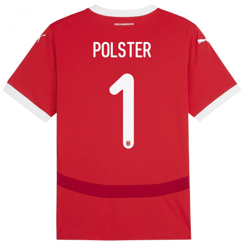 Gyermek Ausztria Nikolas Polster #1 Piros Hazai Jersey 24-26 Mez Póló Ing