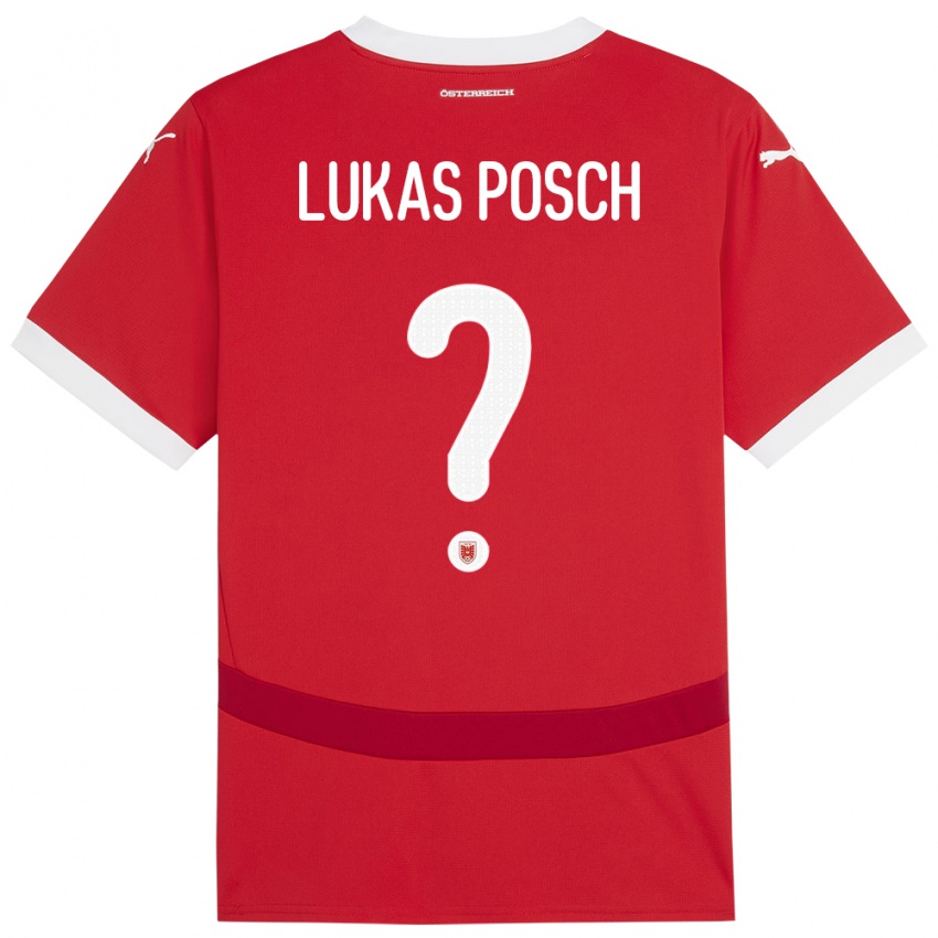 Gyermek Ausztria Lukas Posch #0 Piros Hazai Jersey 24-26 Mez Póló Ing