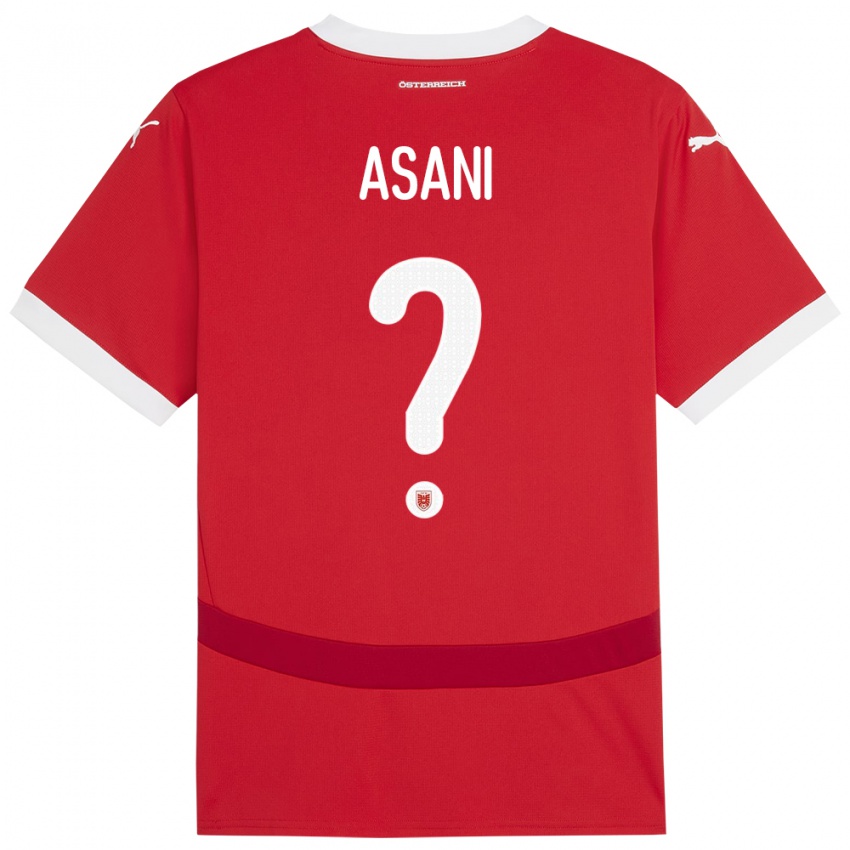 Gyermek Ausztria Amir Asani #0 Piros Hazai Jersey 24-26 Mez Póló Ing