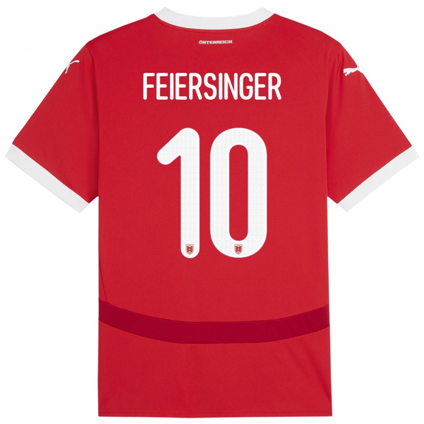 Gyermek Ausztria Laura Feiersinger #10 Piros Hazai Jersey 24-26 Mez Póló Ing