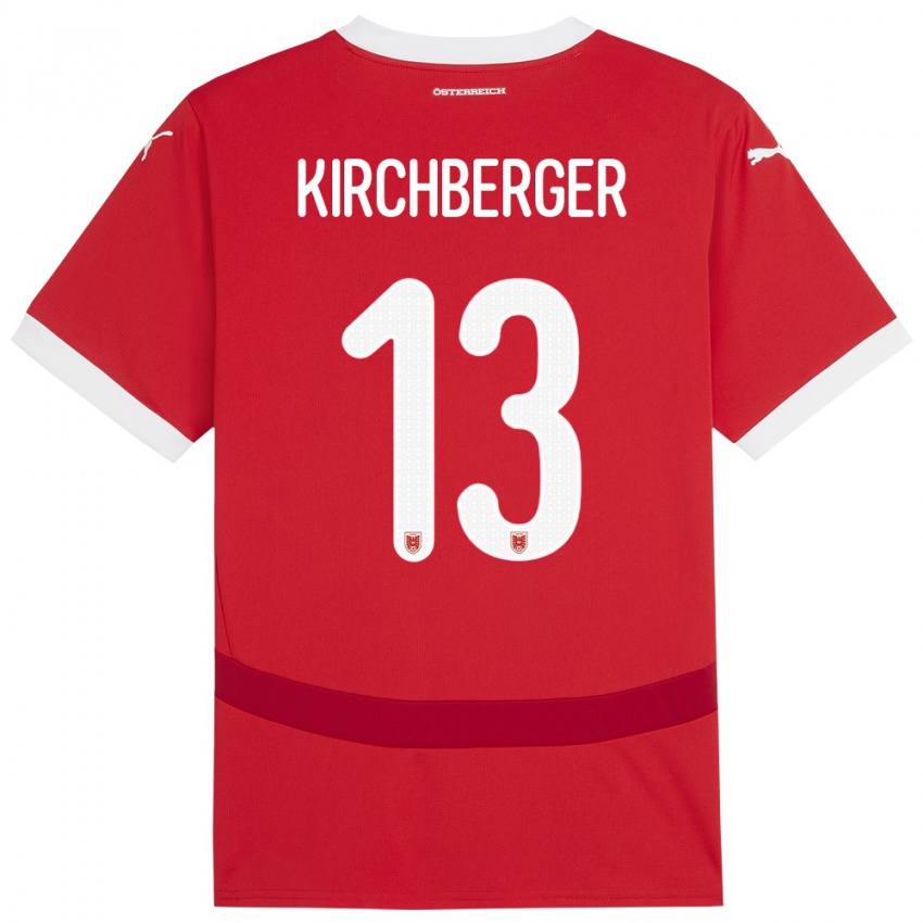 Gyermek Ausztria Virginia Kirchberger #13 Piros Hazai Jersey 24-26 Mez Póló Ing