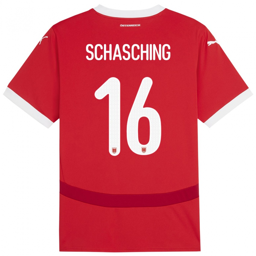 Gyermek Ausztria Annabel Schasching #16 Piros Hazai Jersey 24-26 Mez Póló Ing