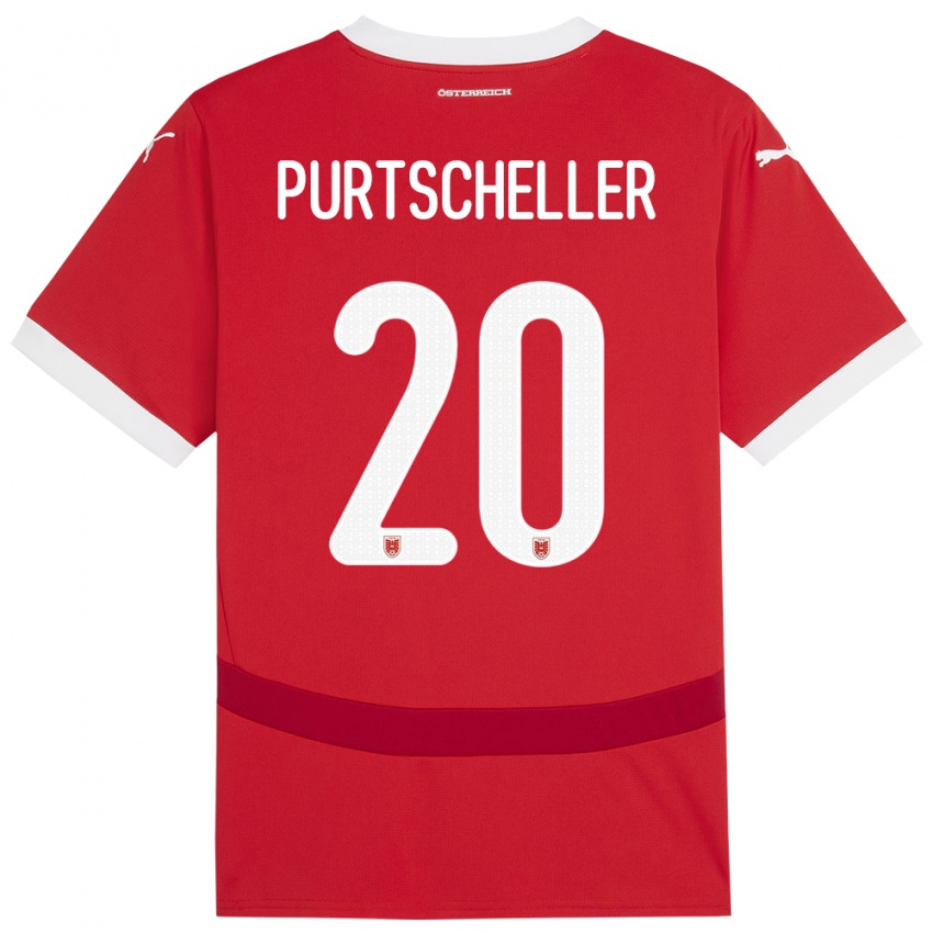 Gyermek Ausztria Lilli Purtscheller #20 Piros Hazai Jersey 24-26 Mez Póló Ing