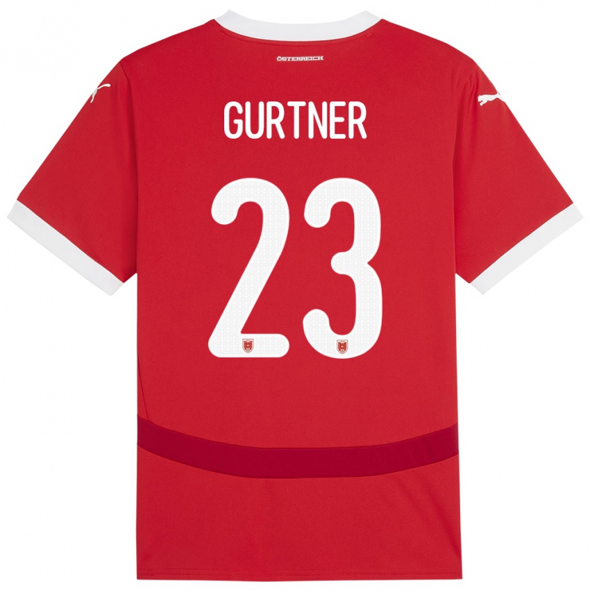 Gyermek Ausztria Andrea Gurtner #23 Piros Hazai Jersey 24-26 Mez Póló Ing