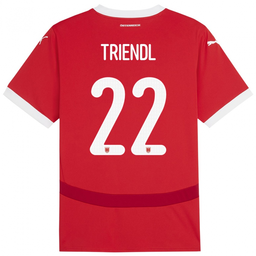 Gyermek Ausztria Lena Triendl #22 Piros Hazai Jersey 24-26 Mez Póló Ing