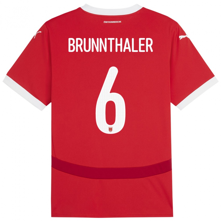 Gyermek Ausztria Melanie Brunnthaler #6 Piros Hazai Jersey 24-26 Mez Póló Ing