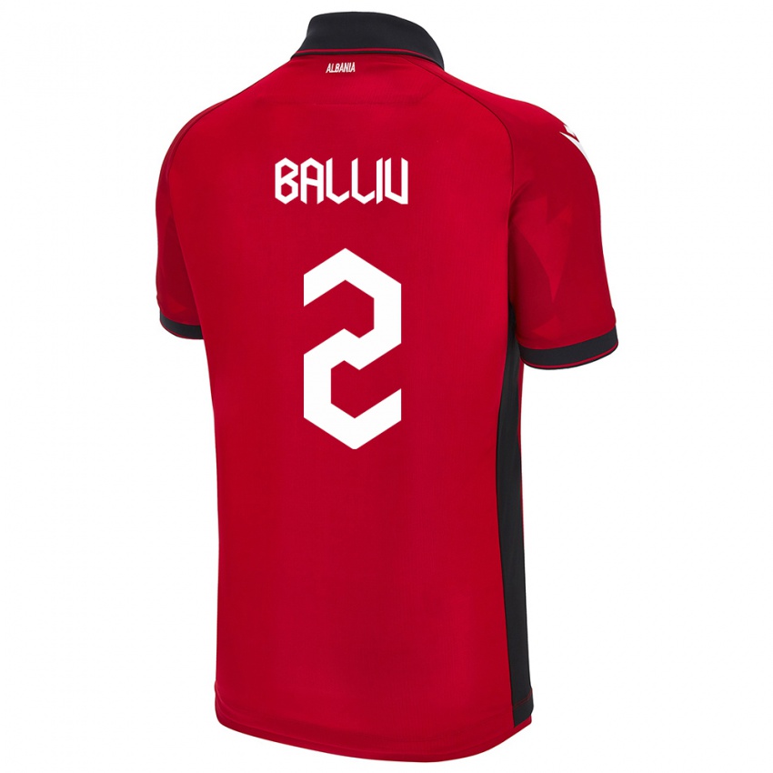 Gyermek Albania Iván Balliu #2 Piros Hazai Jersey 24-26 Mez Póló Ing