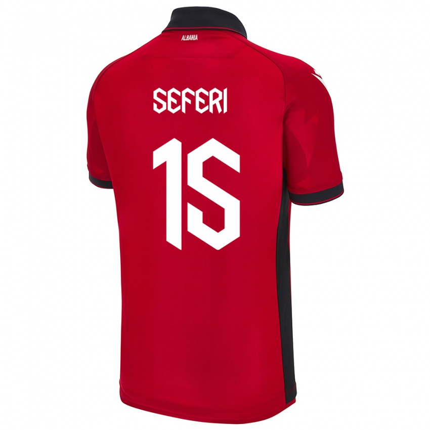 Gyermek Albania Taulant Seferi #15 Piros Hazai Jersey 24-26 Mez Póló Ing