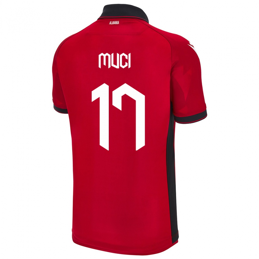 Gyermek Albania Ernest Muci #17 Piros Hazai Jersey 24-26 Mez Póló Ing