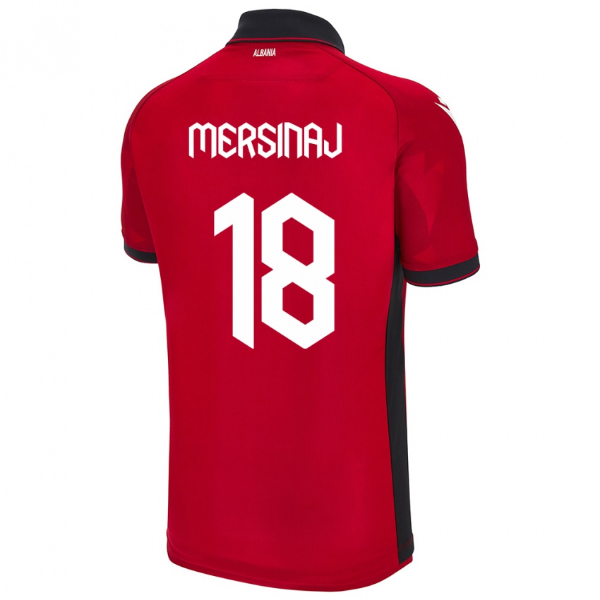 Gyermek Albania Jon Mersinaj #18 Piros Hazai Jersey 24-26 Mez Póló Ing