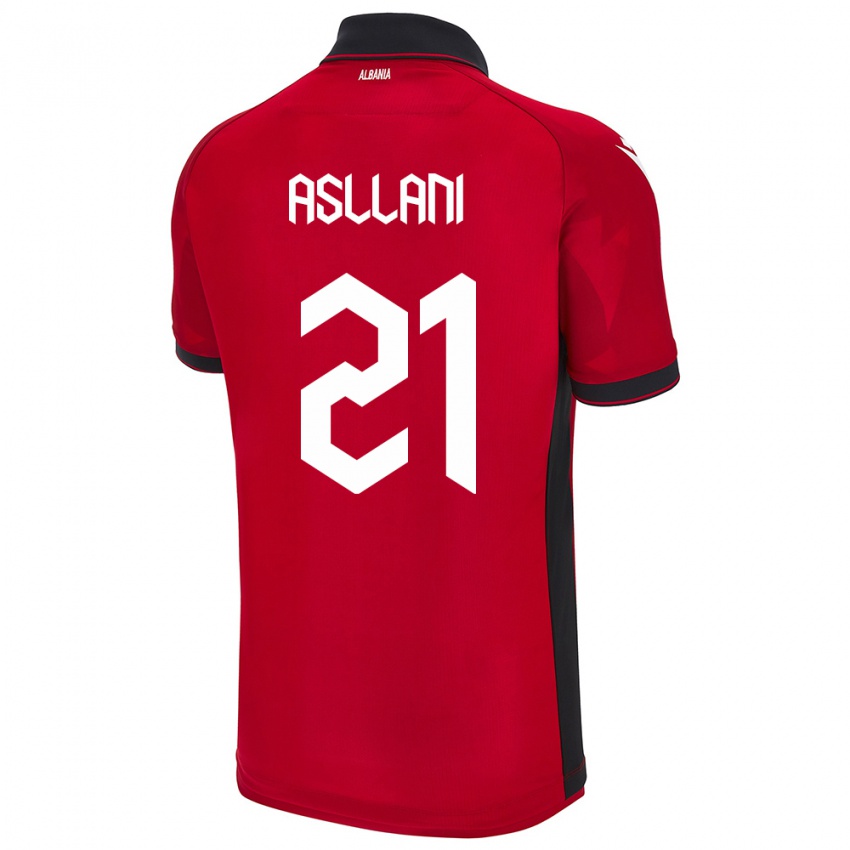 Gyermek Albania Kristjan Asllani #21 Piros Hazai Jersey 24-26 Mez Póló Ing