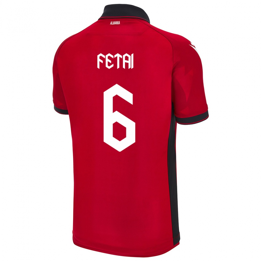 Gyermek Albania Feta Fetai #6 Piros Hazai Jersey 24-26 Mez Póló Ing