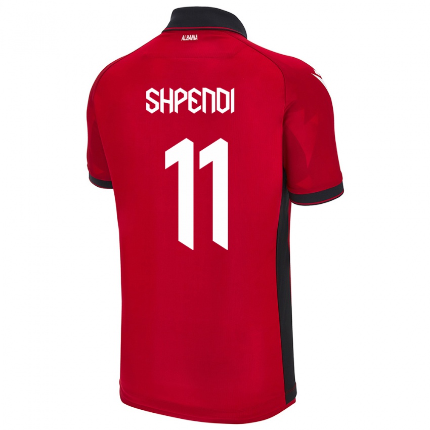 Gyermek Albania Stiven Shpendi #11 Piros Hazai Jersey 24-26 Mez Póló Ing