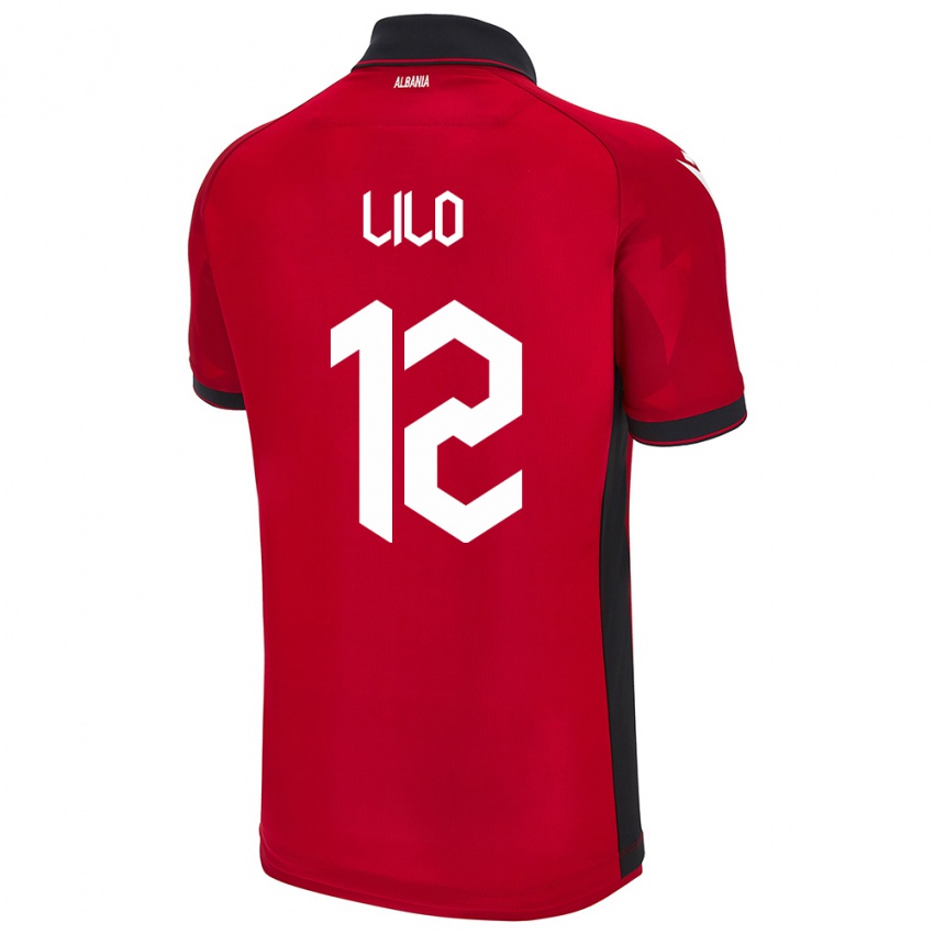 Gyermek Albania Klidman Lilo #12 Piros Hazai Jersey 24-26 Mez Póló Ing