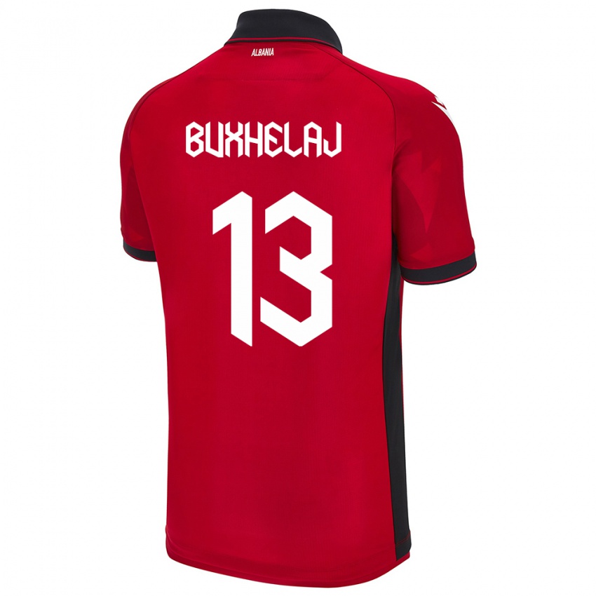 Gyermek Albania Paulo Buxhelaj #13 Piros Hazai Jersey 24-26 Mez Póló Ing