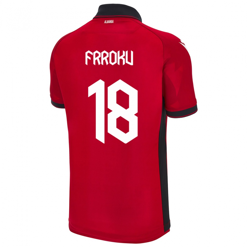 Gyermek Albania Leandro Frroku #18 Piros Hazai Jersey 24-26 Mez Póló Ing