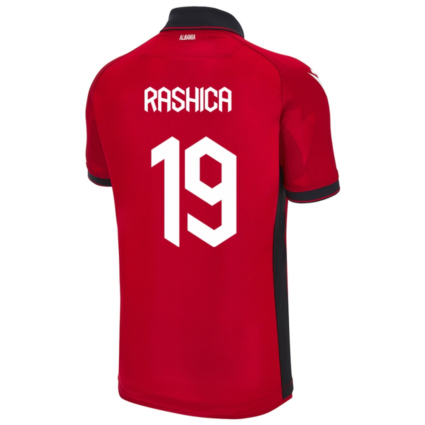 Gyermek Albania Ermir Rashica #19 Piros Hazai Jersey 24-26 Mez Póló Ing