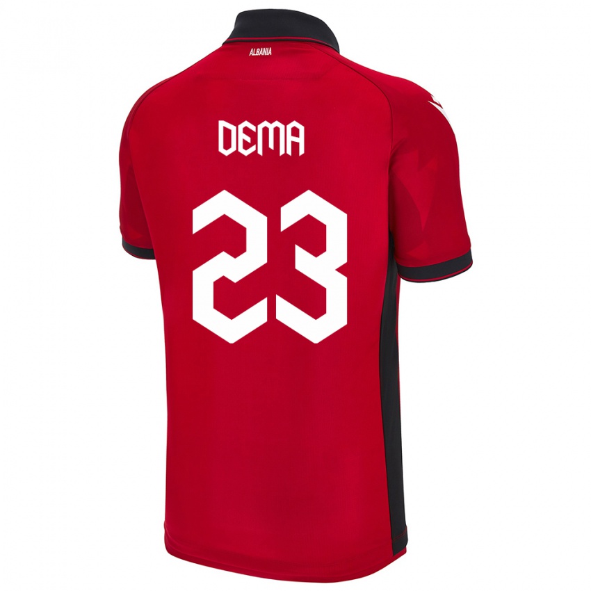 Gyermek Albania Endri Dema #23 Piros Hazai Jersey 24-26 Mez Póló Ing