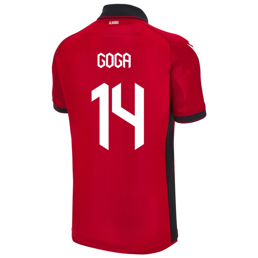 Gyermek Albania Ergi Goga #14 Piros Hazai Jersey 24-26 Mez Póló Ing