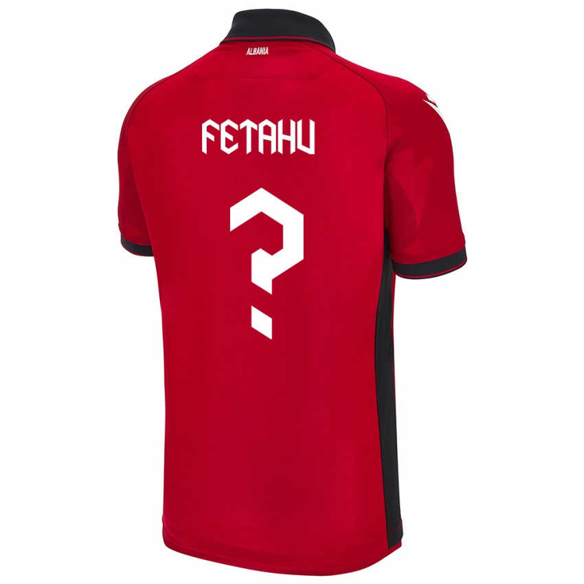 Gyermek Albania Anteo Fetahu #0 Piros Hazai Jersey 24-26 Mez Póló Ing