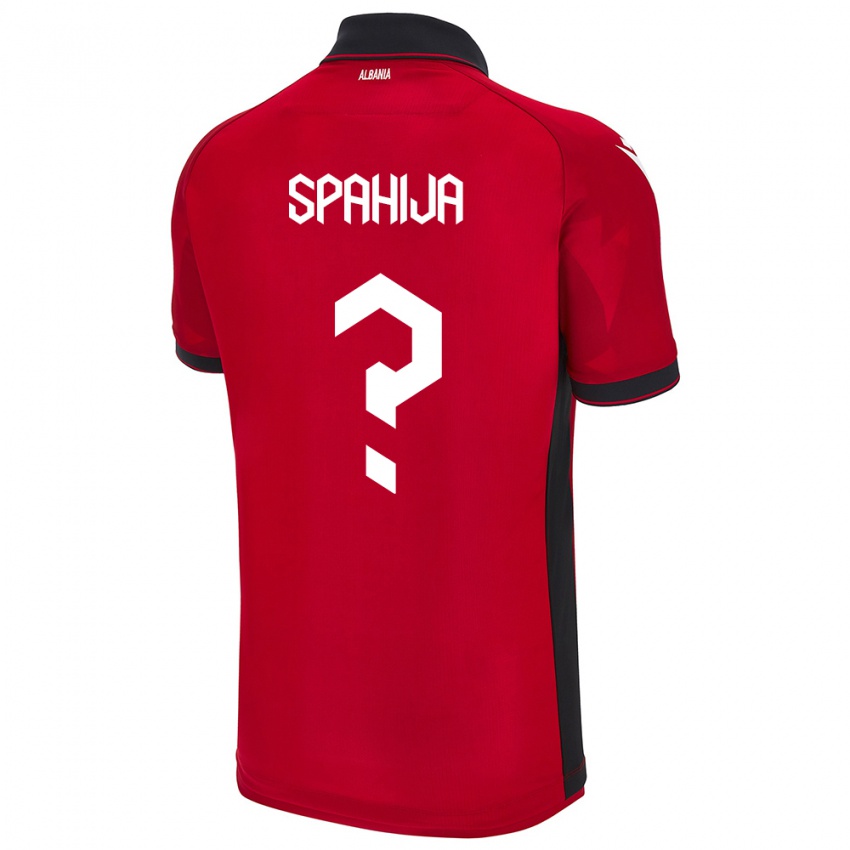 Gyermek Albania Flori Spahija #0 Piros Hazai Jersey 24-26 Mez Póló Ing