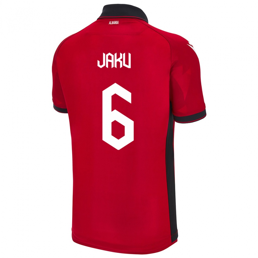 Gyermek Albania Jordi Jaku #6 Piros Hazai Jersey 24-26 Mez Póló Ing