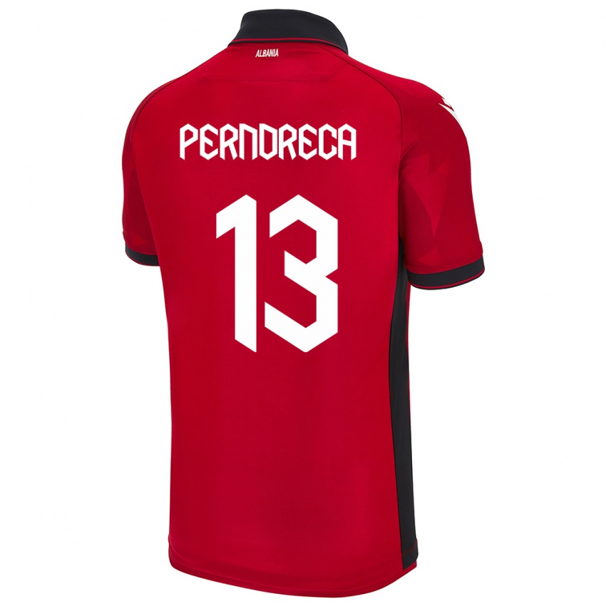 Gyermek Albania Fabjan Perndreca #13 Piros Hazai Jersey 24-26 Mez Póló Ing