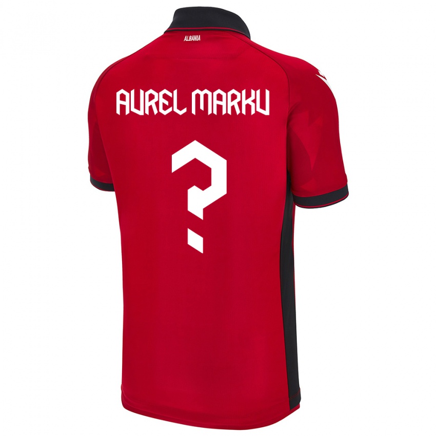 Gyermek Albania Aurel Marku #0 Piros Hazai Jersey 24-26 Mez Póló Ing