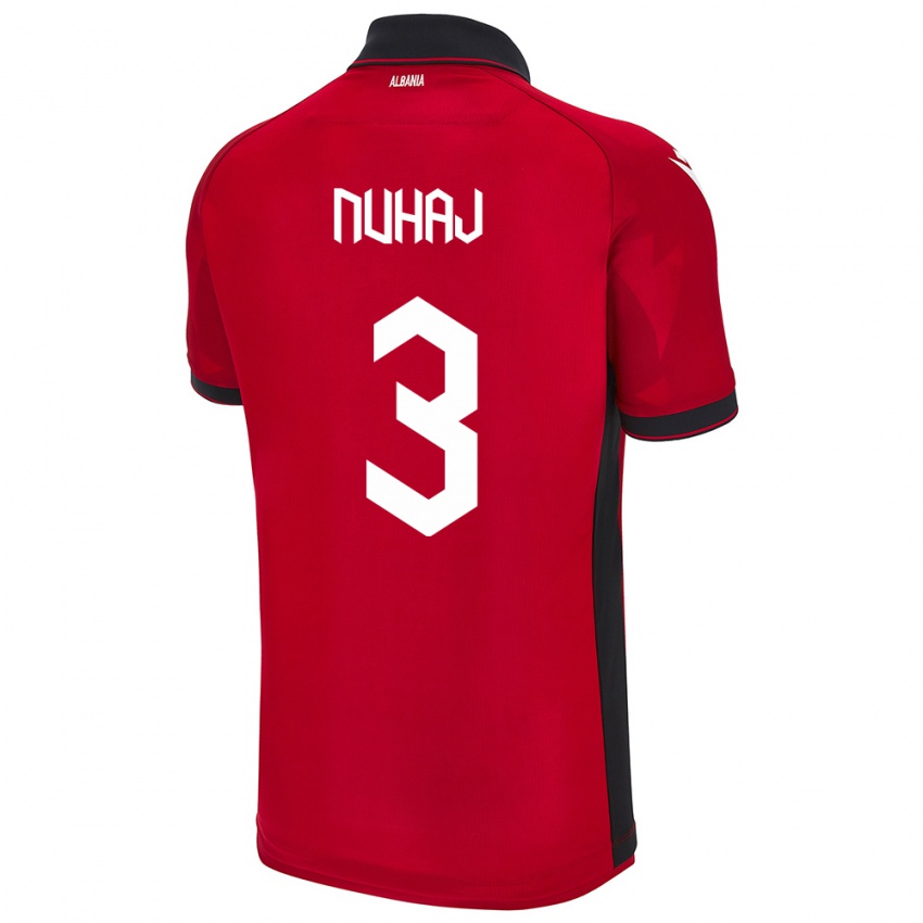 Gyermek Albania Fabjano Nuhaj #3 Piros Hazai Jersey 24-26 Mez Póló Ing