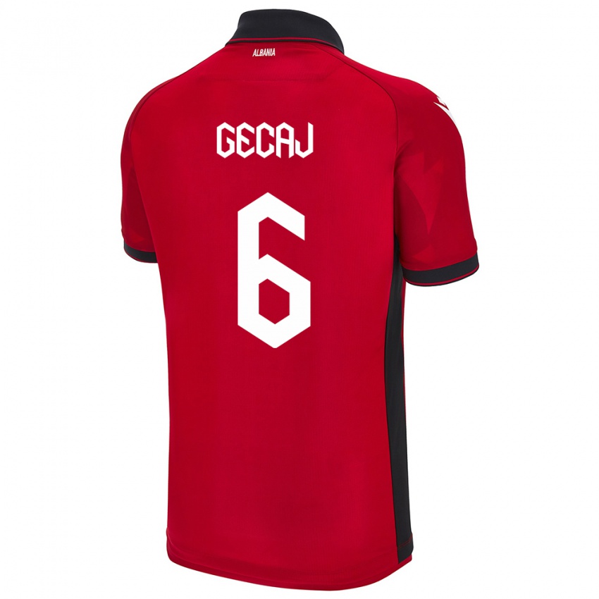 Gyermek Albania Kris Gecaj #6 Piros Hazai Jersey 24-26 Mez Póló Ing