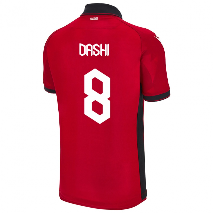 Gyermek Albania Matteo Dashi #8 Piros Hazai Jersey 24-26 Mez Póló Ing